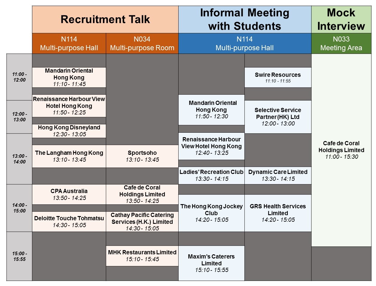 Career Fair 2018 programme rundown